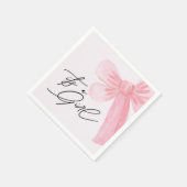 Modern Watercolor Blush Pink Bow Its a Girl スタンダードカクテルナプキン (角)