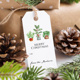 Modern Watercolor Botanical Greenery ギフトタグ