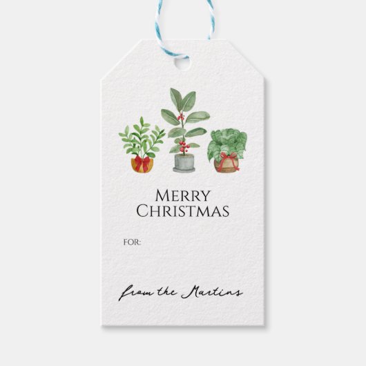 Modern Watercolor Botanical Greenery ギフトタグ (正面)