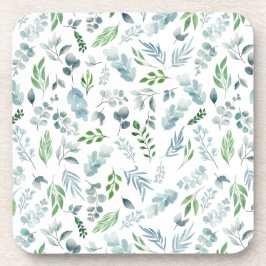 Modern Watercolor Botanical Greenery Eucalyptus コースター