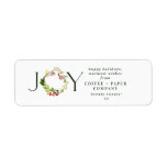 Modern watercolor botanical Joy ラベル<br><div class="desc">Modern watercolor botanical joy chic elegant corporate photo holiday postcard. Modern rustic beautiful watercolour painted foliage classy elegant design. Part of a collection.</div>