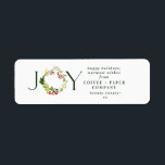 Modern watercolor botanical Joy ラベル<br><div class="desc">Modern watercolor botanical joy chic elegant corporate photo holiday postcard. Modern rustic beautiful watercolour painted foliage classy elegant design. Part of a collection.</div>
