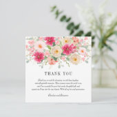Modern Watercolor Bright Pink Floral Wedding サンキューカード (スタンド正面)
