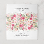 Modern Watercolor Bright Pink Floral Wedding プレイスカード (外部開封)