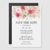 Modern Watercolor Bright Pink Floral Wedding マグネット招待状 (正面/裏面)