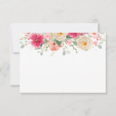 Modern Watercolor Bright Pink Floral Wedding 出欠カード (裏面)