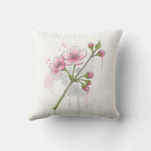 Modern Watercolor Cherry Blossom Branch クッション (裏面)