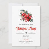 Modern Watercolor Christmas Flowers Festive Invite 招待状 (正面)