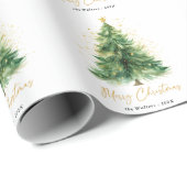 Modern Watercolor Christmas Pine Tree  ラッピングペーパー (ロールコーナー)