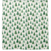 Modern Watercolor Christmas Pine Trees Seamless  シャワーカーテン (正面)