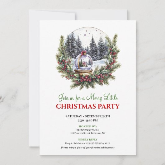 Modern Watercolor Christmas Scene Editable Invite 招待状 (正面)