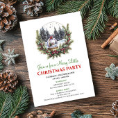 Modern Watercolor Christmas Scene Editable Invite 招待状