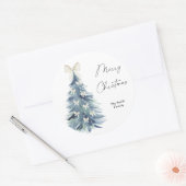 Modern Watercolor Christmas tree ラウンドシール (封筒)