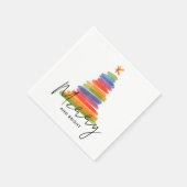 Modern Watercolor Christmas Tree Napkins スタンダードカクテルナプキン (角)