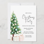 Modern Watercolor Christmas Tree Party Invitation  招待状 (正面)