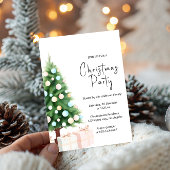 Modern Watercolor Christmas Tree Party Invitation 招待状