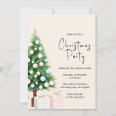 Modern Watercolor Christmas Tree Party Invitation 招待状 (正面)