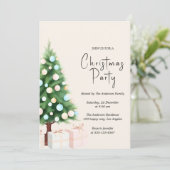 Modern Watercolor Christmas Tree Party Invitation 招待状 (スタンド正面)