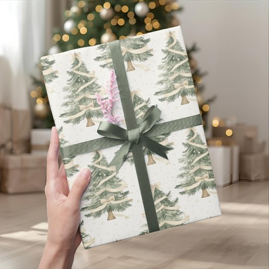 Modern Watercolor Christmas Tree Wrapping Paper ラッピングペーパー