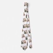 Modern watercolor Christmas trees green gold tie ネクタイ (正面)