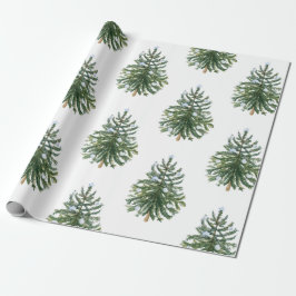 Modern Watercolor Christmas Winter Pine Green Tree ラッピングペーパー