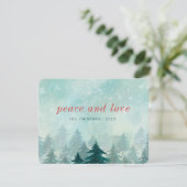 Modern Watercolor Christmas Winter Snow Forest シーズンカード (スタンド正面)