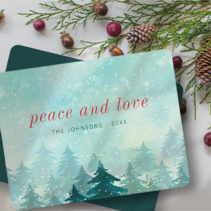 Modern Watercolor Christmas Winter Snow Forest シーズンカード