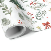 Modern Watercolor Christmas Wrapping Paper ラッピングペーパー (ロールコーナー)