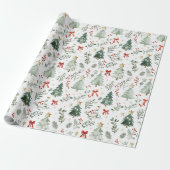 Modern Watercolor Christmas Wrapping Paper ラッピングペーパー (アンロールド)