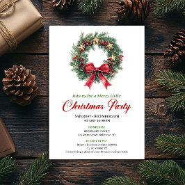 Modern Watercolor Christmas Wreath Party Card 招待状