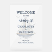 Modern Watercolor Coastal Seascape Wedding アクリルサイン (正面)