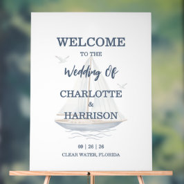 Modern Watercolor Coastal Seascape Wedding アクリルサイン