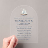 Modern Watercolor Coastal Seascape Wedding アクリル招待状 (インサイチュ (ポータブル))