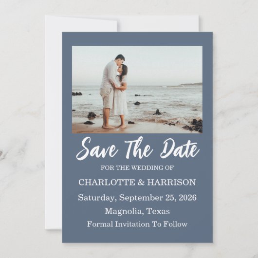 Modern Watercolor Coastal Seascape Wedding セーブザデート (正面)