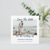 Modern Watercolor Coastal Seascape Wedding セーブザデート (スタンド正面)