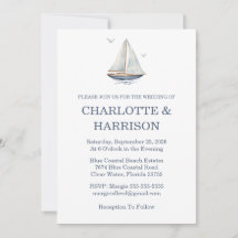 Modern Watercolor Coastal Seascape Wedding