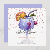 Modern Watercolor Cocktail Bridal Shower  招待状 (正面/裏面)