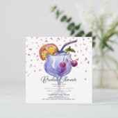 Modern Watercolor Cocktail Bridal Shower  招待状 (スタンド正面)