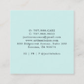 Modern Watercolor Dessert Baker Pastry Chef   スクエア名刺 (裏面)