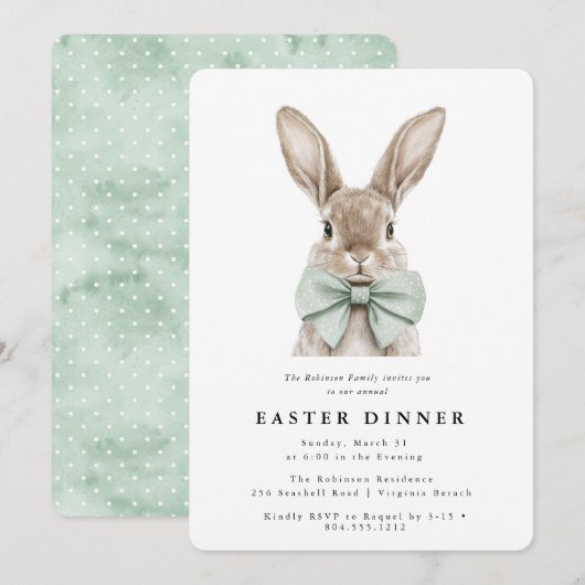 Modern Watercolor Easter Dinner  Invitation  招待状 (正面/裏面)