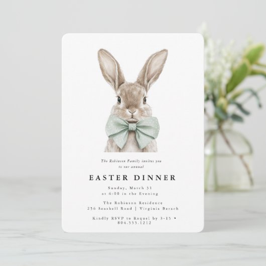 Modern Watercolor Easter Dinner  Invitation  招待状 (スタンド正面)