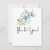 Modern Watercolor Eucalyptus Greenery Wedding サンキューカード (正面)