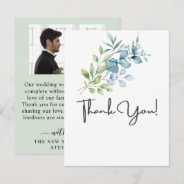 Modern Watercolor Eucalyptus Greenery Wedding サンキューカード