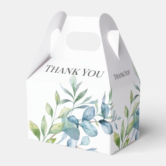 Modern Watercolor Eucalyptus Greenery Wedding フェイバーボックス (裏面サイド)