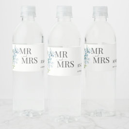 Modern Watercolor Eucalyptus Greenery Wedding ペットボトルラベル