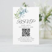 Modern Watercolor Eucalyptus Greenery Wedding 出欠カード (スタンド正面)