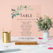 Modern Watercolor Eucalyptus Leaves Greenery アクリルサイン (ウェディング)