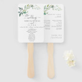 Modern Watercolor Eucalyptus Leaves Greenery ハンドファン (正面&裏面)