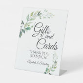 Modern Watercolor Eucalyptus Leaves Greenery 台座サイン (正面)