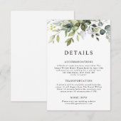 Modern Watercolor Eucalyptus Wedding Details エンクロージャーカード (正面/裏面)